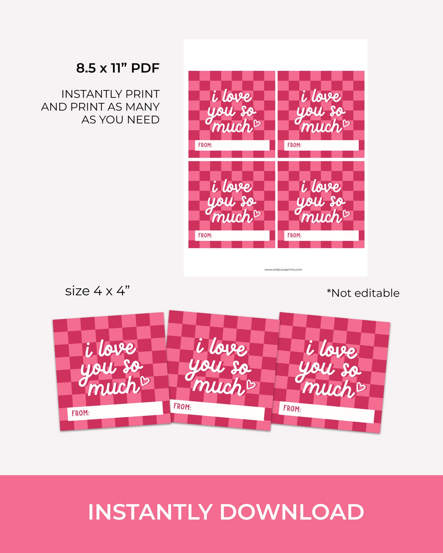 I love you so much valentine - printable valentine cards