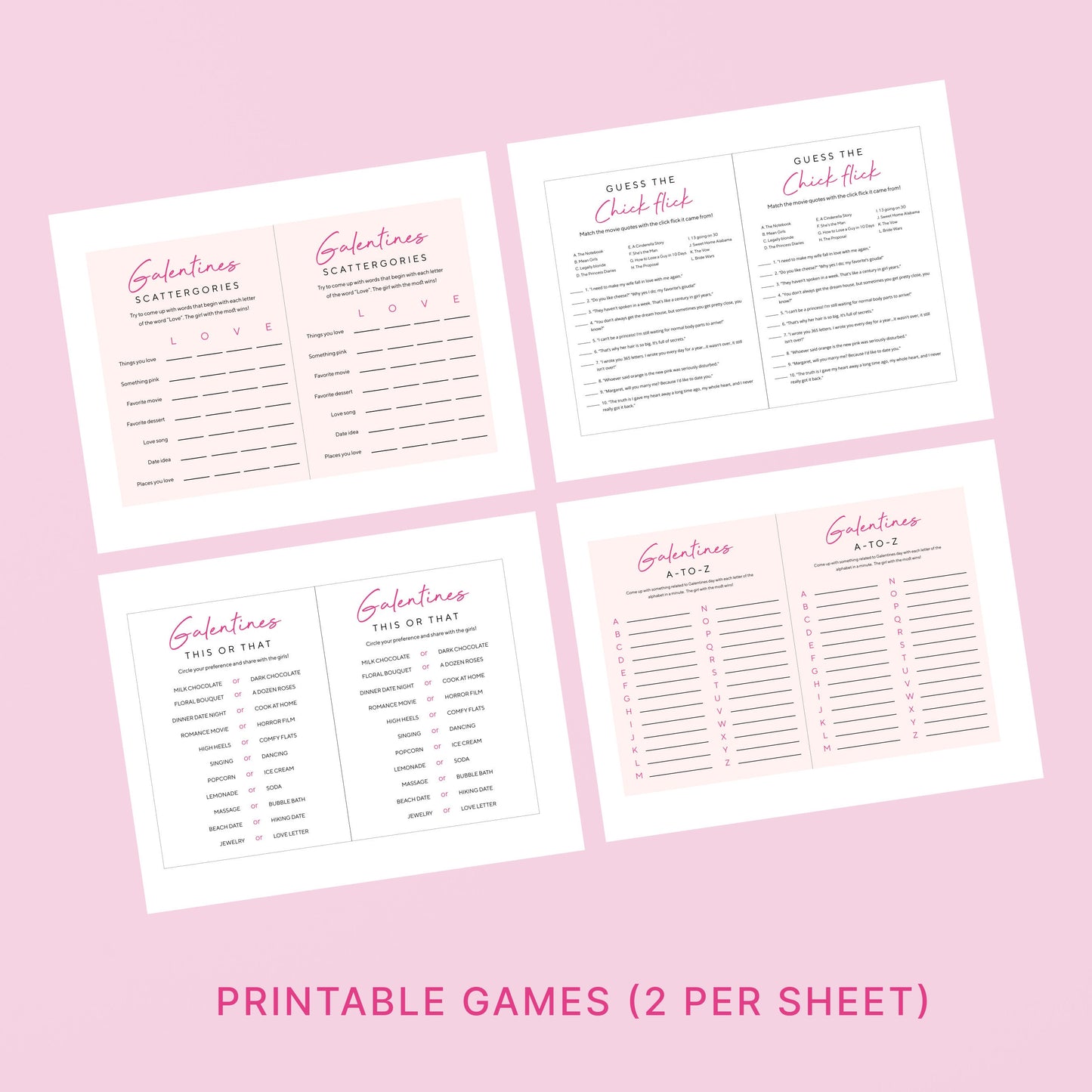 Galentine's party printable games