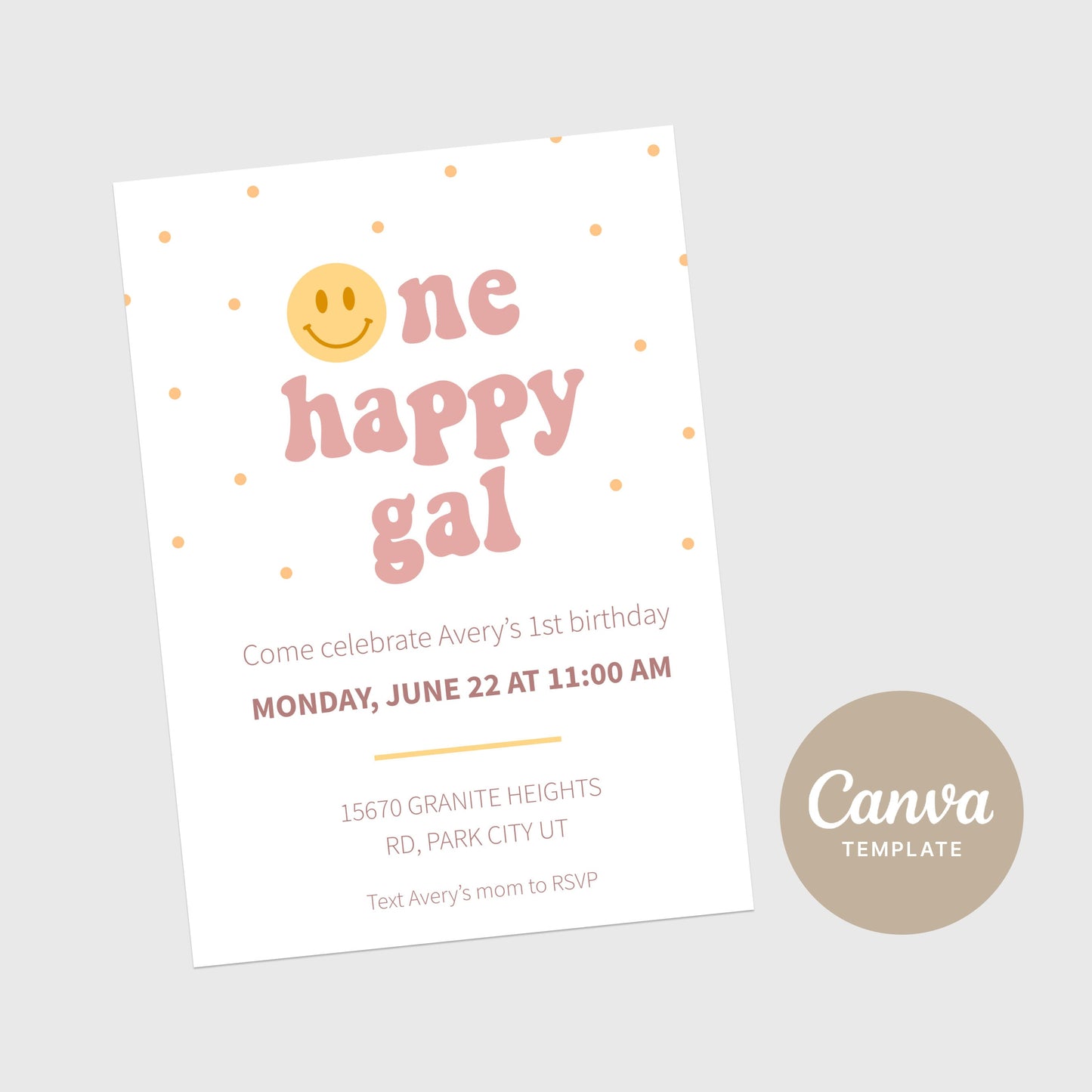 One Happy Gal 1st birthday Invitation