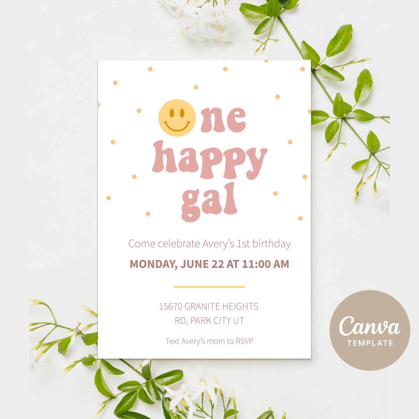 One Happy Gal 1st birthday Invitation