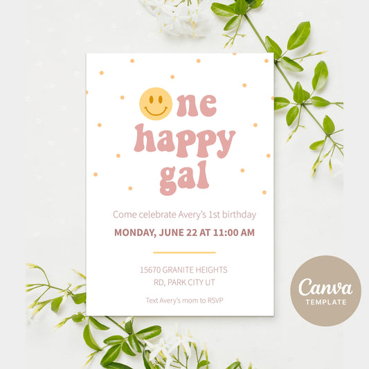 One Happy Gal 1st birthday Invitation