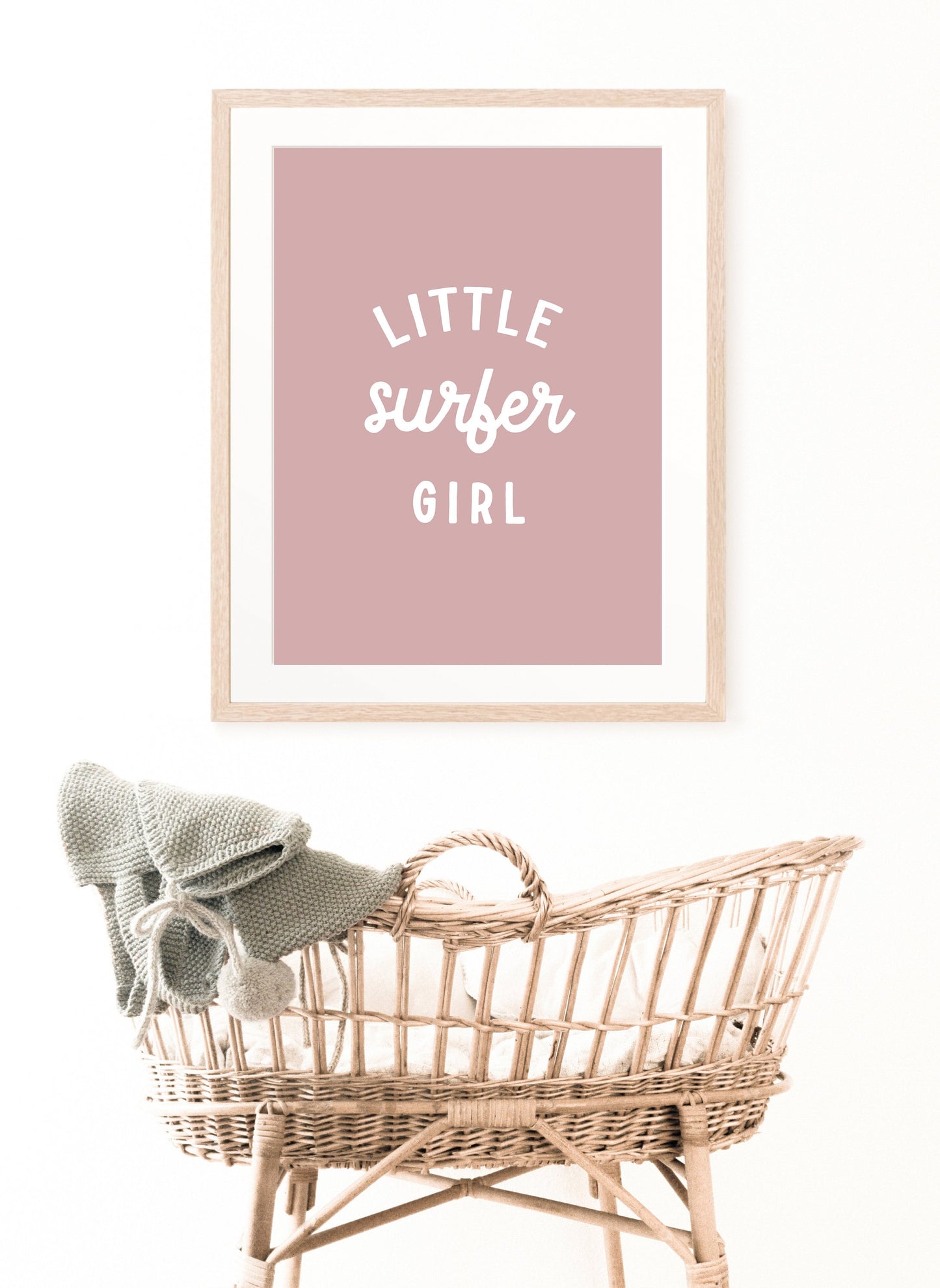 Little Surfer Girl Wall Print Pink