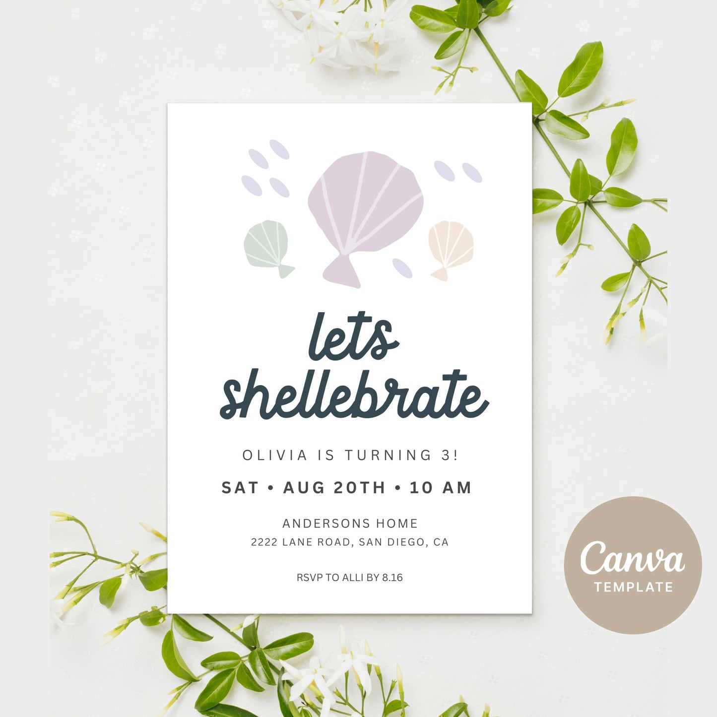 Let's Shellebrate Invitation Mermaid Party