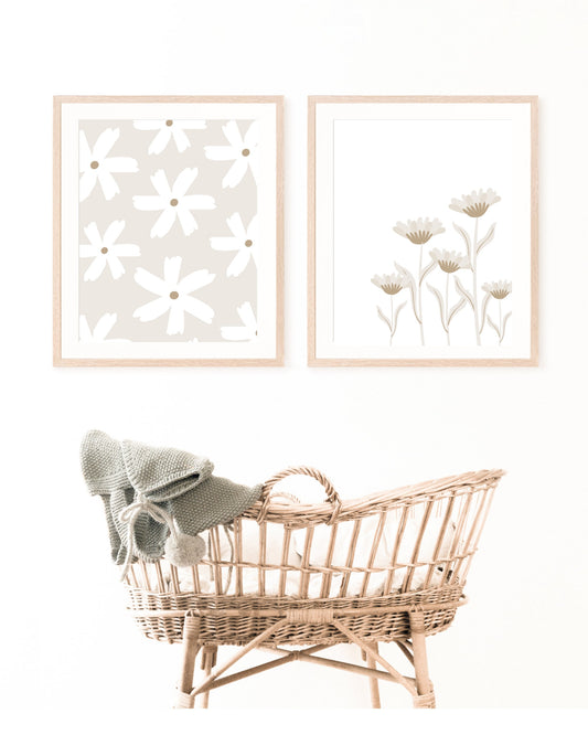 Neutral Floral Prints Set of 2
