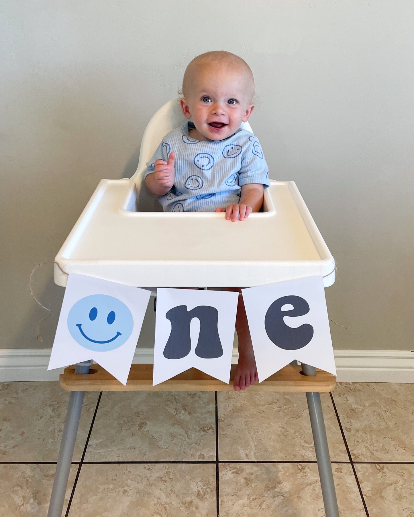 One Happy Dude High Chair birthday banner (Blue)
