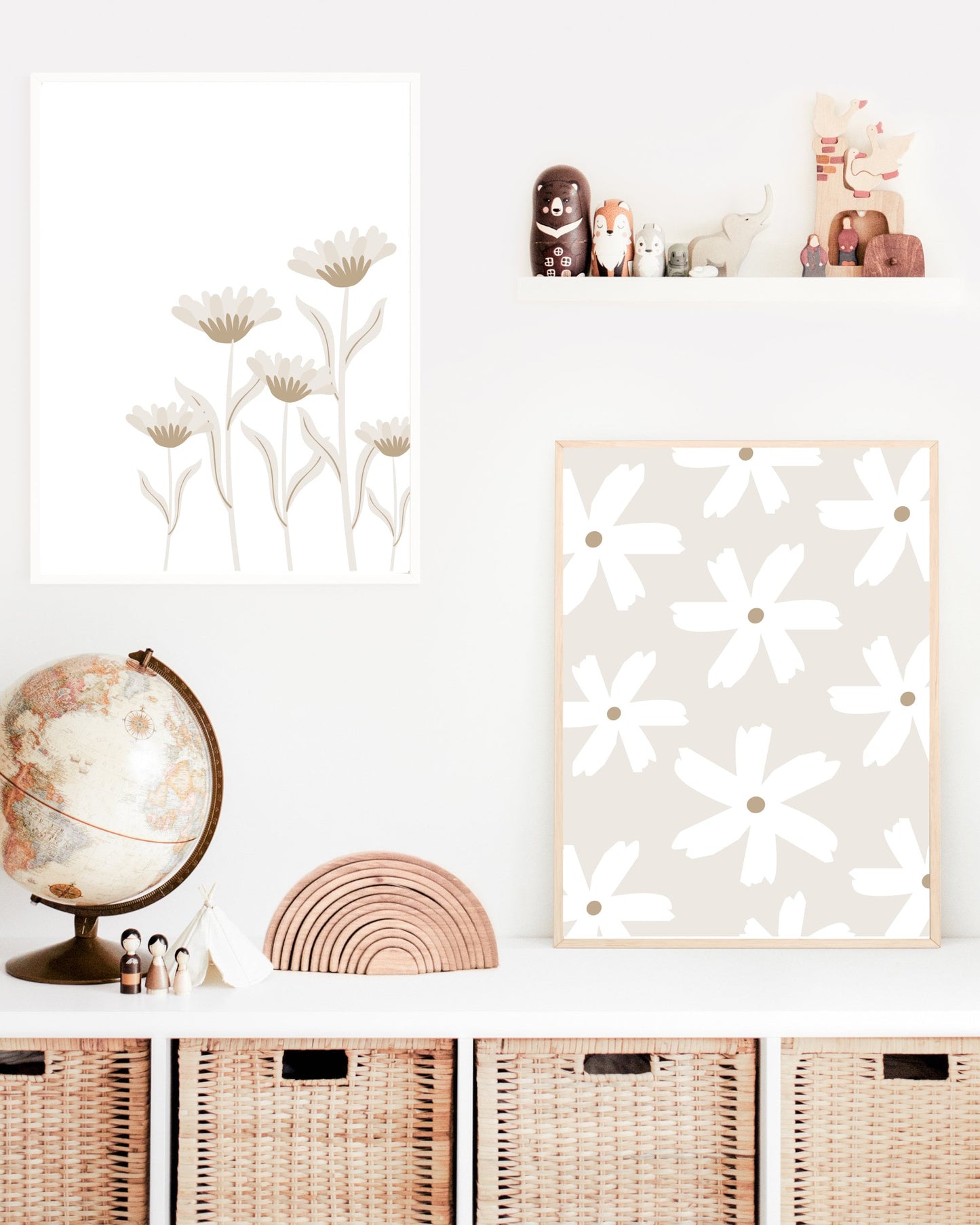 Neutral Floral Prints Set of 2