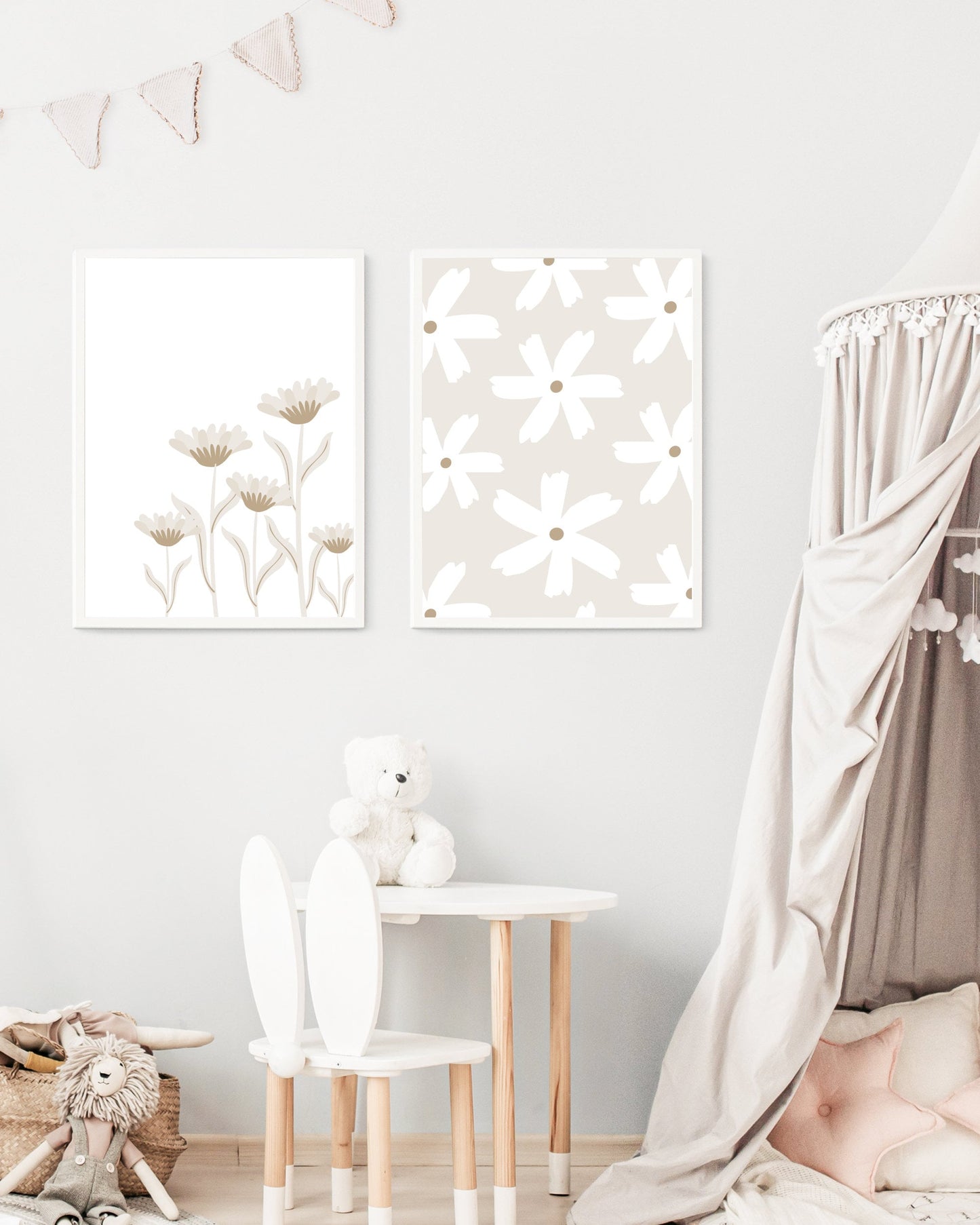 Neutral Floral Prints Set of 2