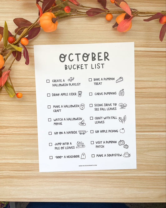 Printable October Halloween Bucket List