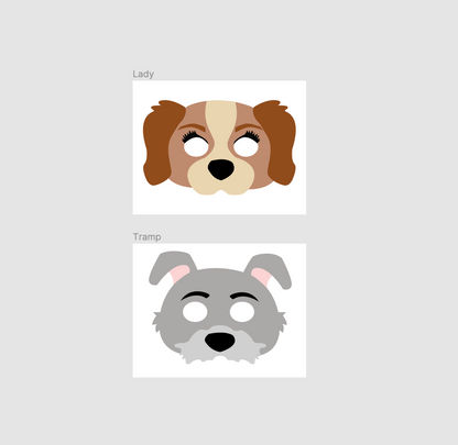 Printable Lady and the Tramp Inspired Masks