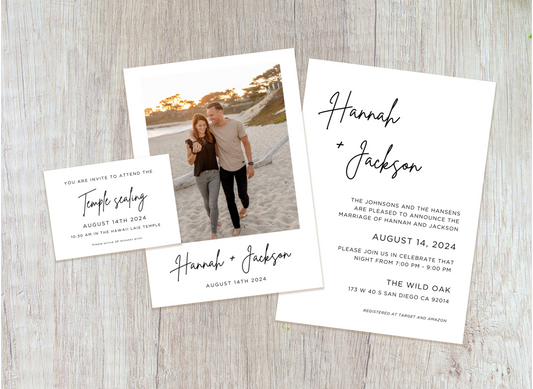 Hannah and Jackson Wedding Invitation Editable Template