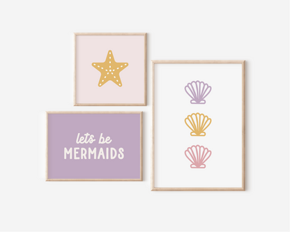 Let's Be Mermaids Print Gallery Set of 3