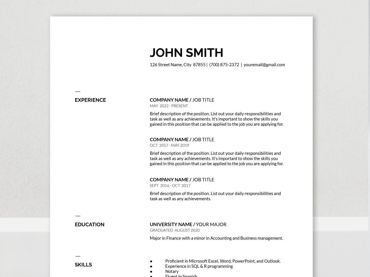 Professional Modern Resume Template for pages, word & google docs, cover letter, clean design
