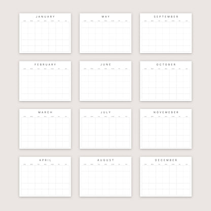 Monthly Blank Calendar (Sunday-start) FREEBIE