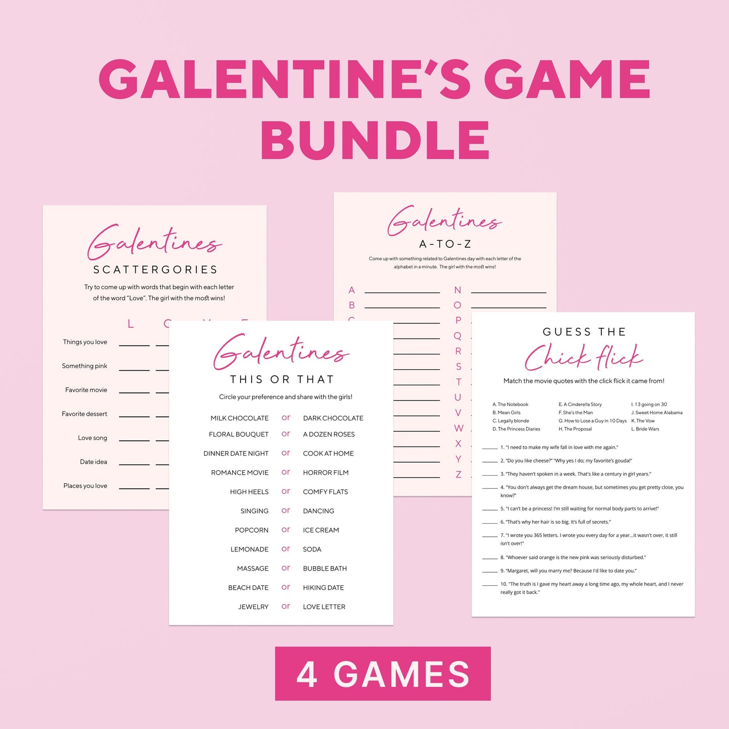 Galentine's party printable games