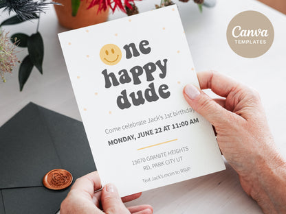 One Happy Dude Invitation