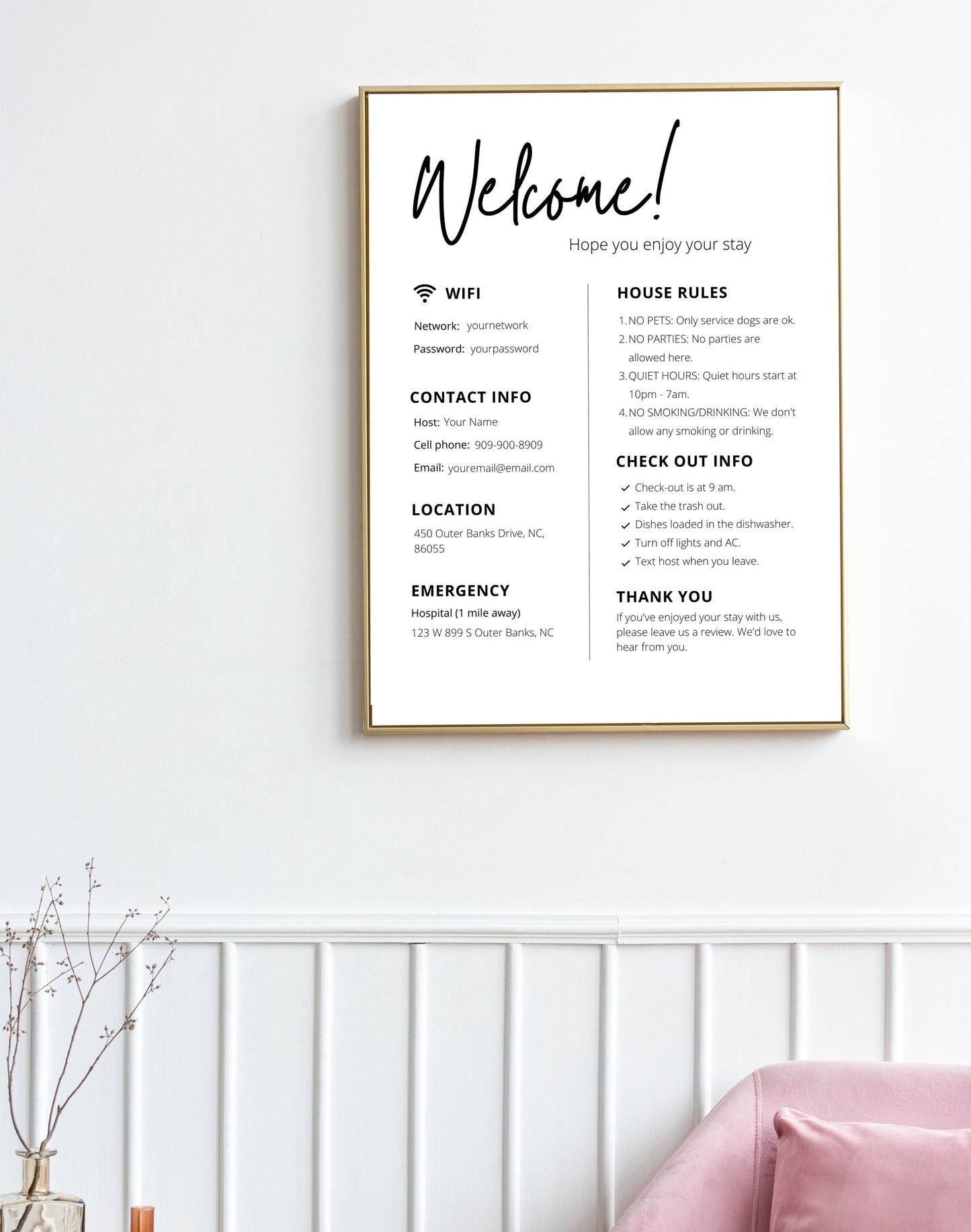 Airbnb Welcome Sign Printable Template