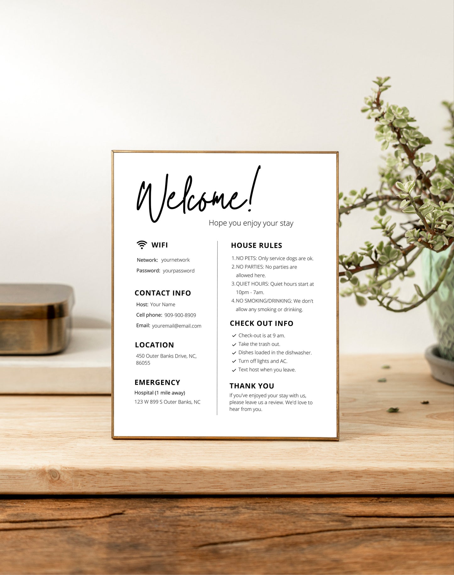 Airbnb Welcome Sign Printable Template