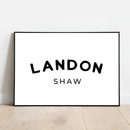 Personalized Name Wall Print (White)
