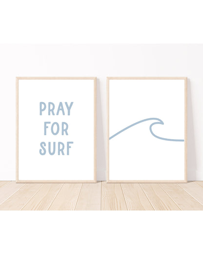 Pray For Surf Wall Print Set of 2