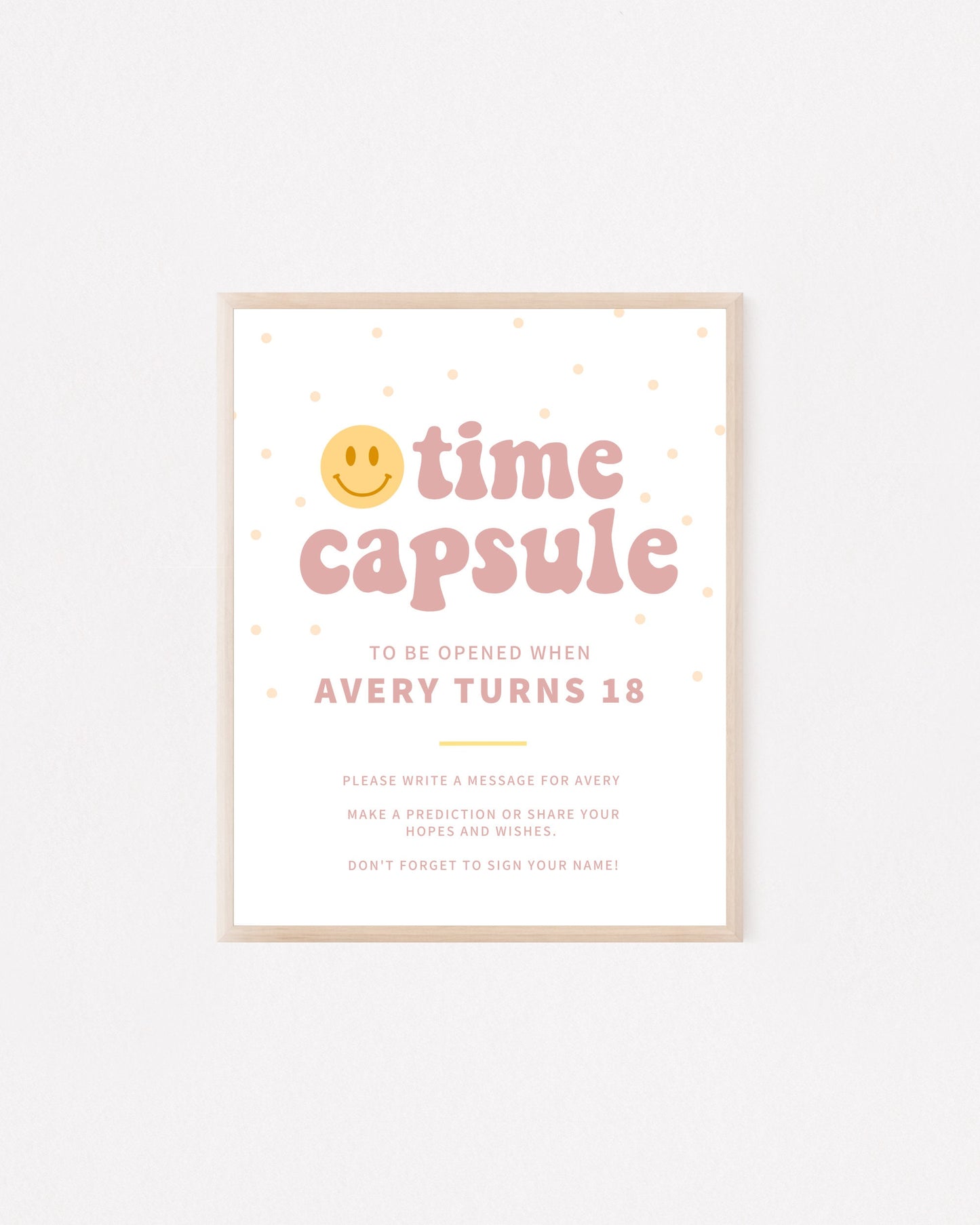 One Happy Gal Time Capsule sign with matching note cards