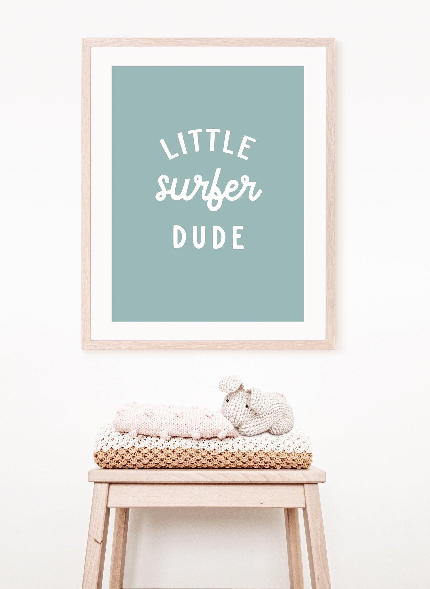 Little Surfer Dude Wall Print