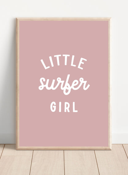 Little Surfer Girl Wall Print Pink